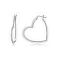Sterling silver open heart hoop earrings with pave moissanite