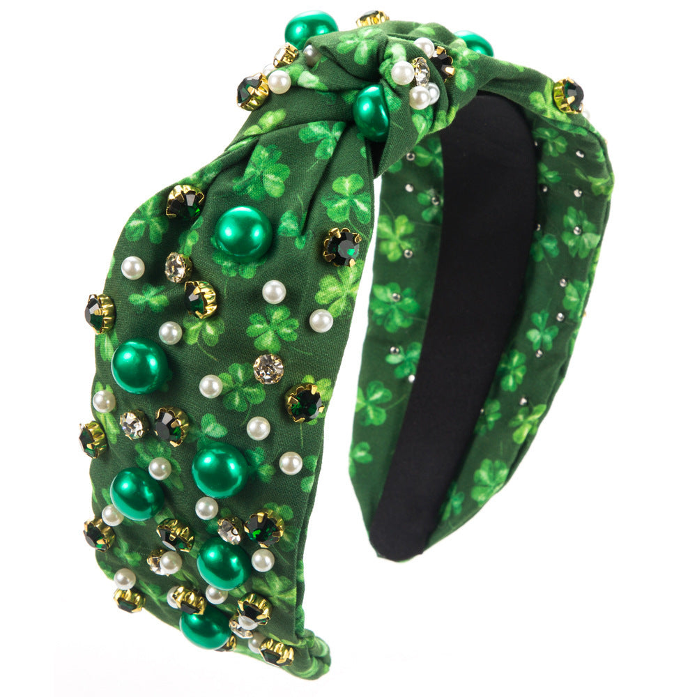 Rhinestone St Patrick’s Day Headband for Women — Clover, Hat, Beer Stein or Green Plaid Designs