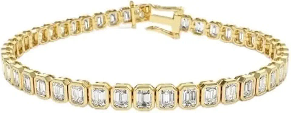 14K Yellow Gold-Plated Sterling Silver Emerald Tennis Bracelet