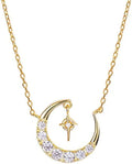 Gold-Tone Moissanite Star Moon Necklace