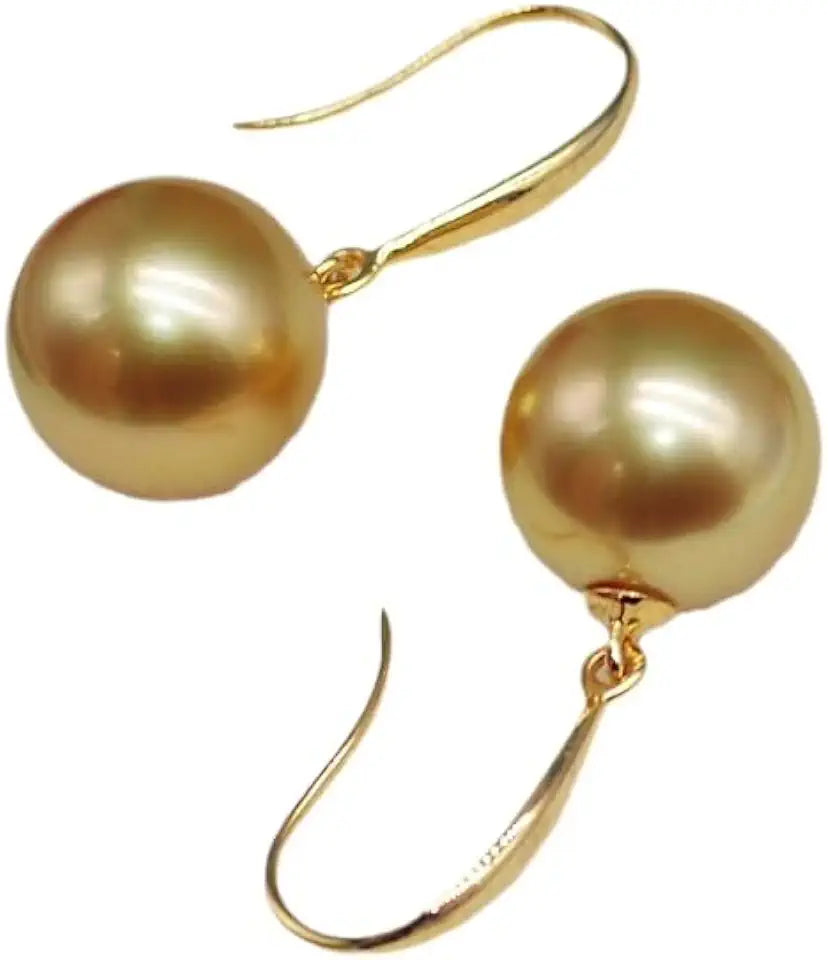 Gold-Tone Round Pearl Drop Earrings
