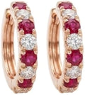 14K Yellow Gold-Plated Round Created Ruby Hoop Earrings