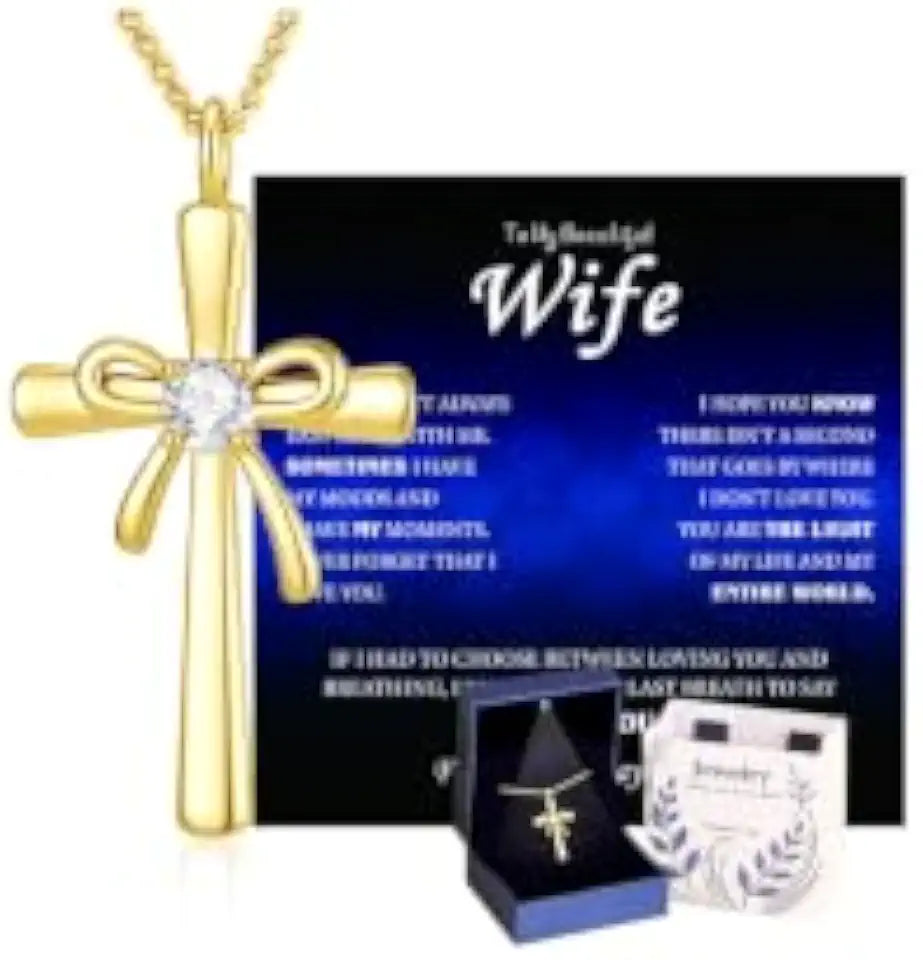 18K Gold-Plated Sterling Silver Moissanite Cross Necklace