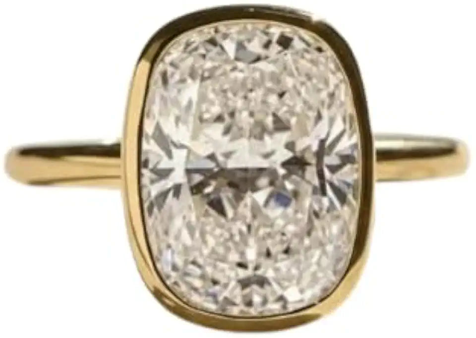 Gold-Tone Sterling Silver Lab-Grown Diamond Solitaire Engagement Ring