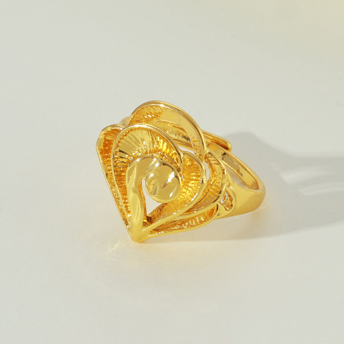 Hollow Flower Open Ring for Women, Irregular Heart-Shaped Band, Five Styles — Adjustable Statement Ring