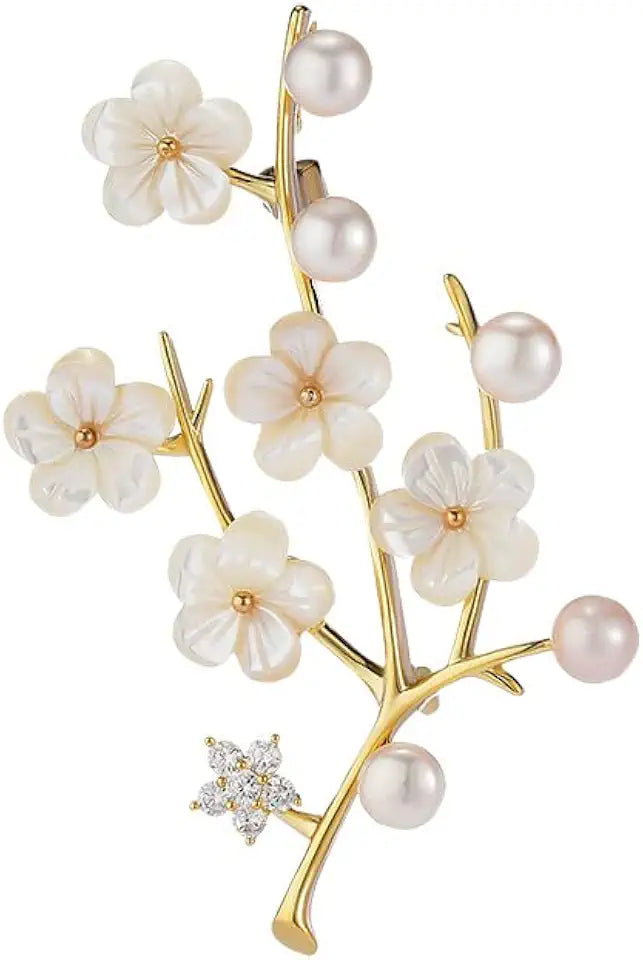 Gold-Tone Moissanite Brooch