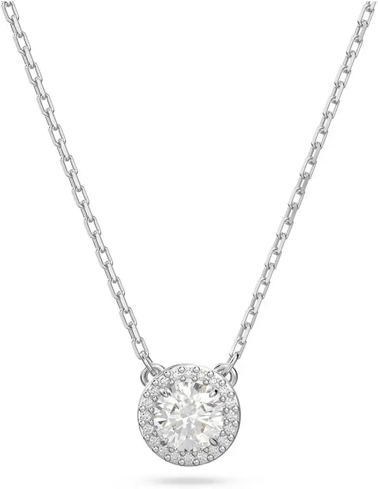 Rhodium-Plated Crystal Pendant