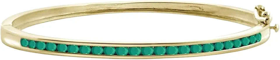 Gold-Tone Round Emerald Bracelet
