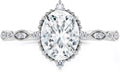Gold-Tone Sterling Silver Oval Moissanite Engagement Ring