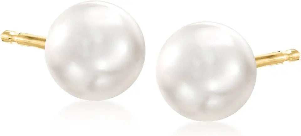 Gold-Tone Pearl Stud Earrings, 7mm