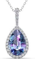 Sterling Silver Oval Birthstone Heart Halo Necklace