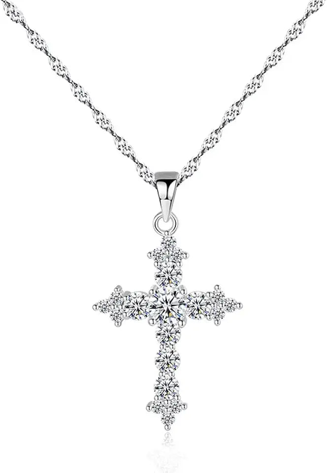 Gold-Tone Moissanite Cross Necklace