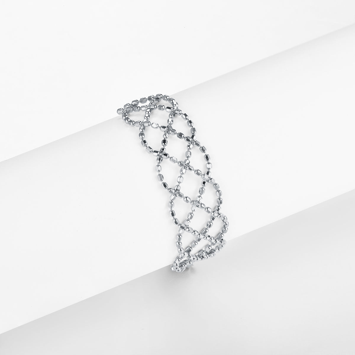 Sterling silver mesh cutout ring, silver finish