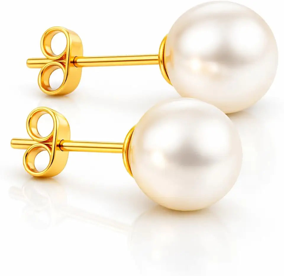 Gold-Tone Freshwater Pearl Stud Earrings