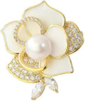 Gold-Tone Moissanite Floral Brooch