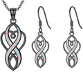 Sterling Silver Opal Heart Infinity Earrings