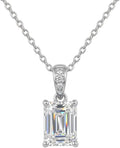 Sterling Silver Emerald-Cut Emerald Solitaire Necklace