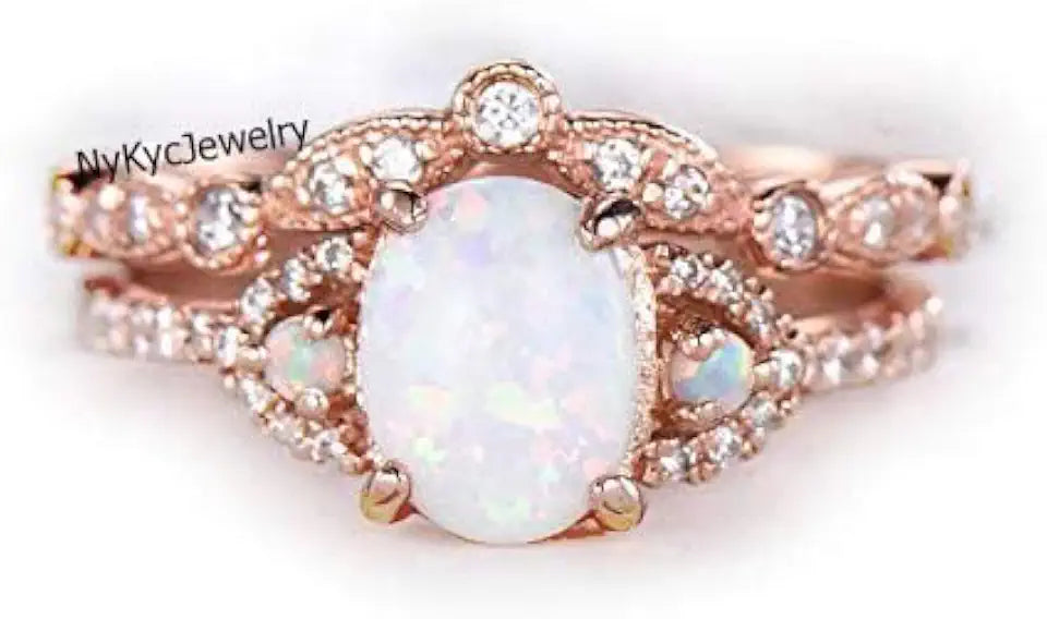 Gold-Tone Sterling Silver Oval Opal Jewelry Set