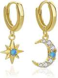 Gold-Tone Moissanite Hoop Drop Earrings