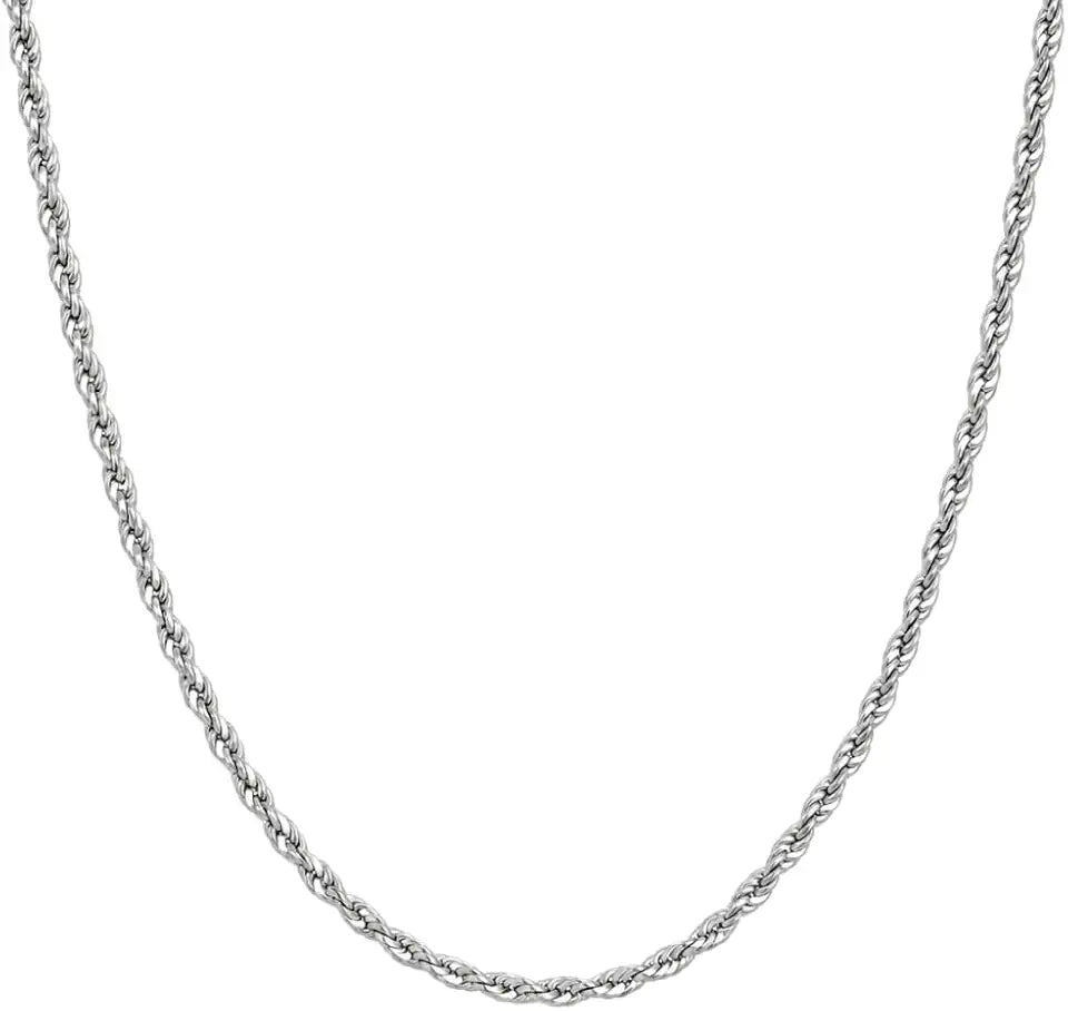 Rhodium-Plated Sterling Silver Rope Necklace