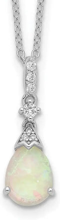 Rhodium-Plated Sterling Silver Teardrop Cubic Zirconia Necklace