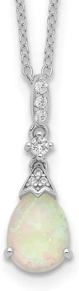 Rhodium-Plated Sterling Silver Teardrop Cubic Zirconia Necklace