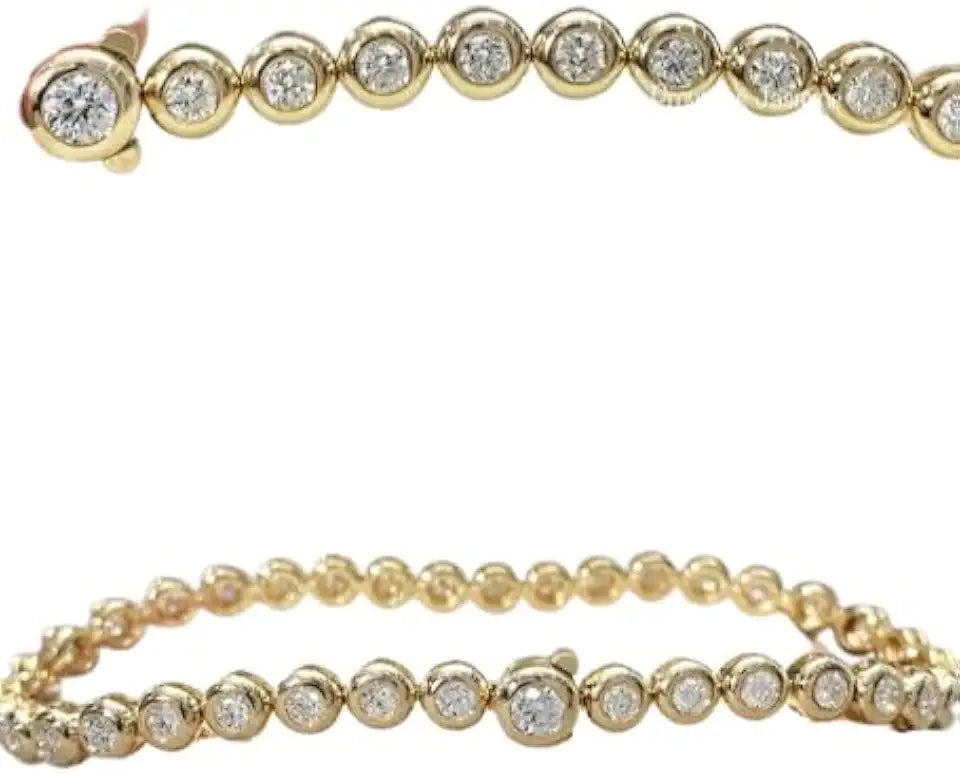 14K Yellow Gold-Plated Sterling Silver Round Lab-Grown Diamond Bracelet