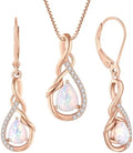 Rose Gold-Plated Sterling Silver Teardrop Opal Infinity Jewelry Set