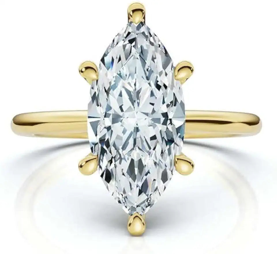Gold-Tone Moissanite Solitaire Engagement Ring