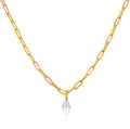 Gold-Tone Sterling Silver Lab-Grown Diamond Paperclip Necklace