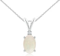 Gold-Tone Sterling Silver Oval Opal Solitaire Necklace