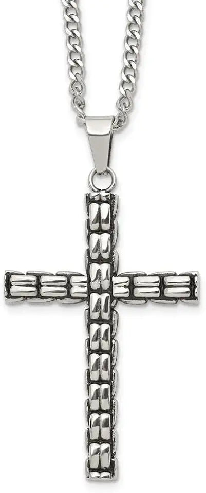 Stainless Steel Cross Cuban Link Necklace