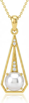 Gold-Plated Sterling Silver Round Freshwater Pearl Necklace