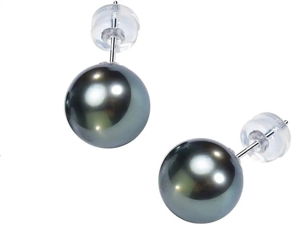 Gold-Tone Black Pearl Stud Earrings