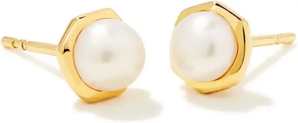 Gold-Tone Pearl Stud Earrings