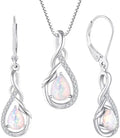 Sterling Silver Teardrop Opal Drop Infinity Jewelry Set