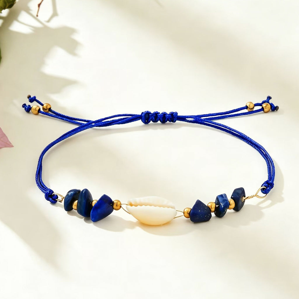 Hand-Woven Shell and Natural Stone Bracelet, Four Styles — alternate angle