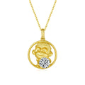 Gold-plated sterling silver Chinese zodiac monkey pendant with moissanite