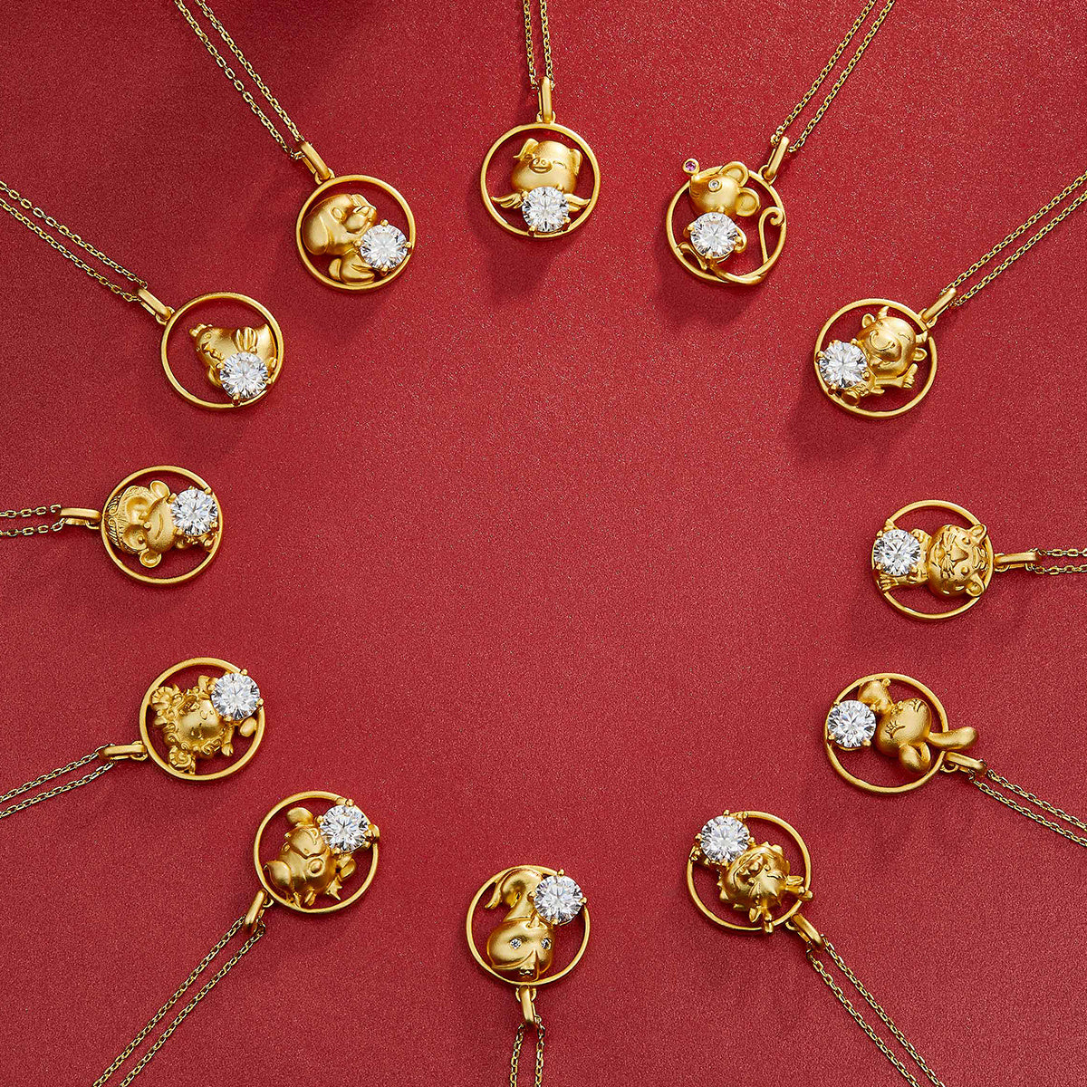 Sterling Silver Chinese Zodiac Ox Necklace With 1 ct Moissanite, D Color VVS1 — full product view