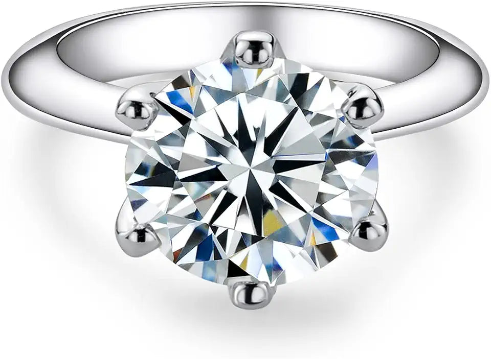 Sterling Silver Moissanite Solitaire Engagement Ring