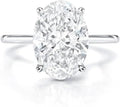 Gold-Tone Oval Moissanite Halo Solitaire Engagement Ring