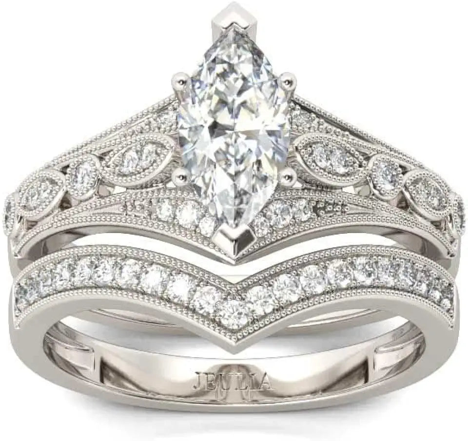 Sterling Silver Wedding Band Jewelry Set