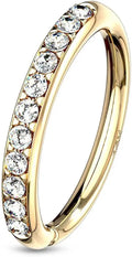 Gold-Tone Cubic Zirconia Hoop Body Jewelry