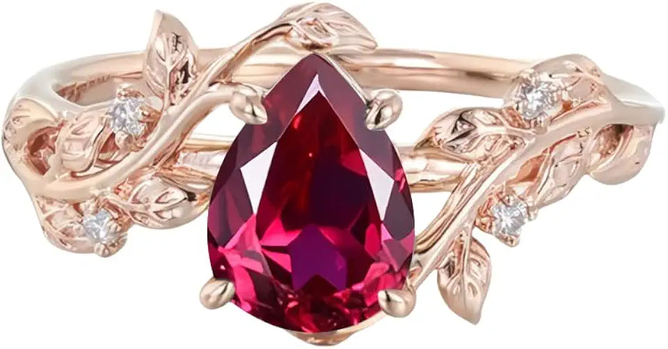 Gold-Tone Pear-Cut Birthstone Engagement Ring