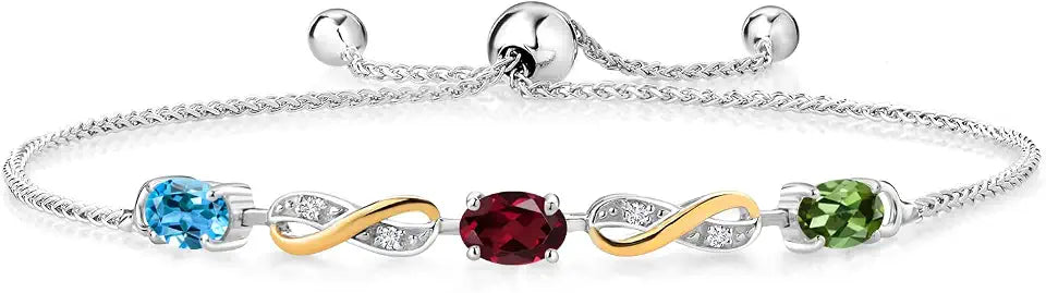 Gold-Tone Sterling Silver Oval Lab-Grown Diamond Tennis Infinity Bracelet