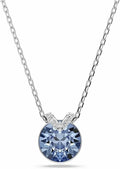 Rhodium-Plated Square Crystal Necklace with Birthstone