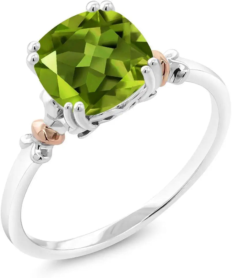 Gold-Tone Sterling Silver Birthstone Engagement Ring, 8MM