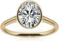 Gold-Tone Sterling Silver Oval Moissanite Solitaire Ring
