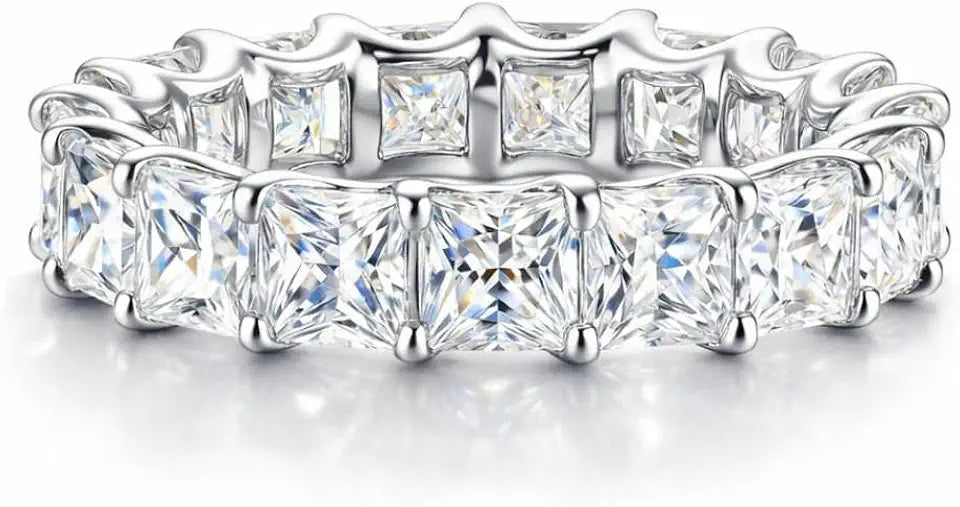 Sterling Silver Square Moissanite Wedding Band, 4mm