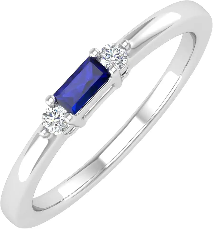 Gold-Tone Round Sapphire Wedding Band